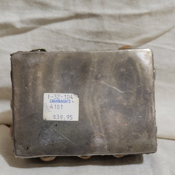 Vintage Moroccan Ornate Silvertone Trunk  w/Agate stones. - Picture 5 of 5